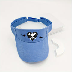 Skull Heart Print Visor Hat Cartoon Hip Hop Lightweight Sun Hat