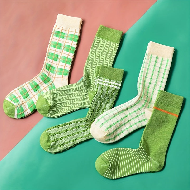 5 Pairs Geometric Pattern Socks for Women