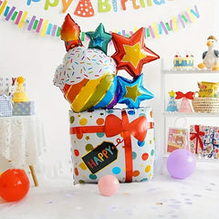 Colorful Birthday Cake Foil Balloons with Candle Shape
