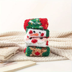 5 Pairs Christmas Pattern Socks Comfy & Fuzzy Crew Socks Women's Stockings