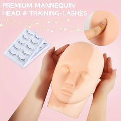 Lash Mannequin Head 25 Pairs Practice Lashes For Eyelash Extensions Training