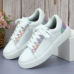 Reflective Faux Leather Heighten Skate Shoes Non Slip Flat Sneakers