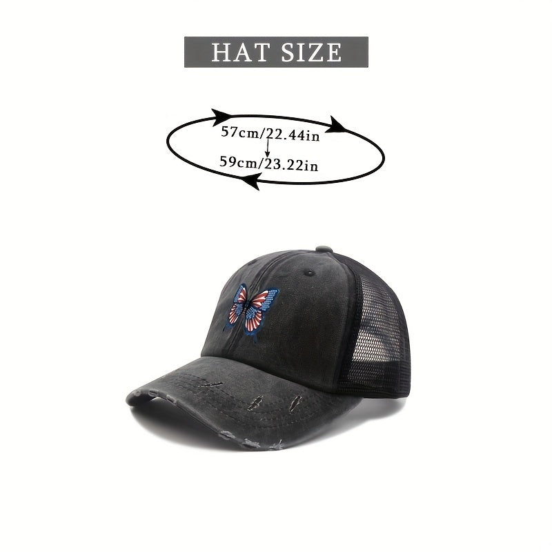 Flag Butterfly Trucker Hat Printed Mesh Baseball Cap Independence Dad Hats