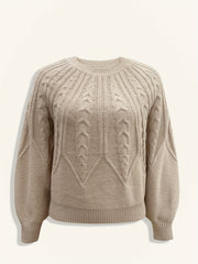 Solid Crew Neck Pullover Sweater Lantern Sleeve Criss Ruffle Trim Knit