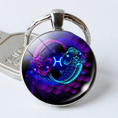Zodiac Double Sign Keychain Pendant Vintage Lucky Bag Key Chain