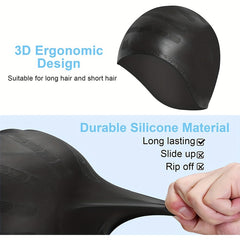 2pcs Waterproof Silicone Swimming Caps for Adults