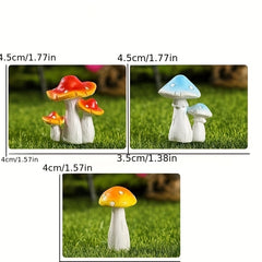 3pcs Mushrooms Micro Landscape Decorations DIY Sand Table Creations