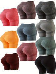 10Pcs High Waist Yoga Shorts Butt Lifting High Stretch Seamless Sports Shorts