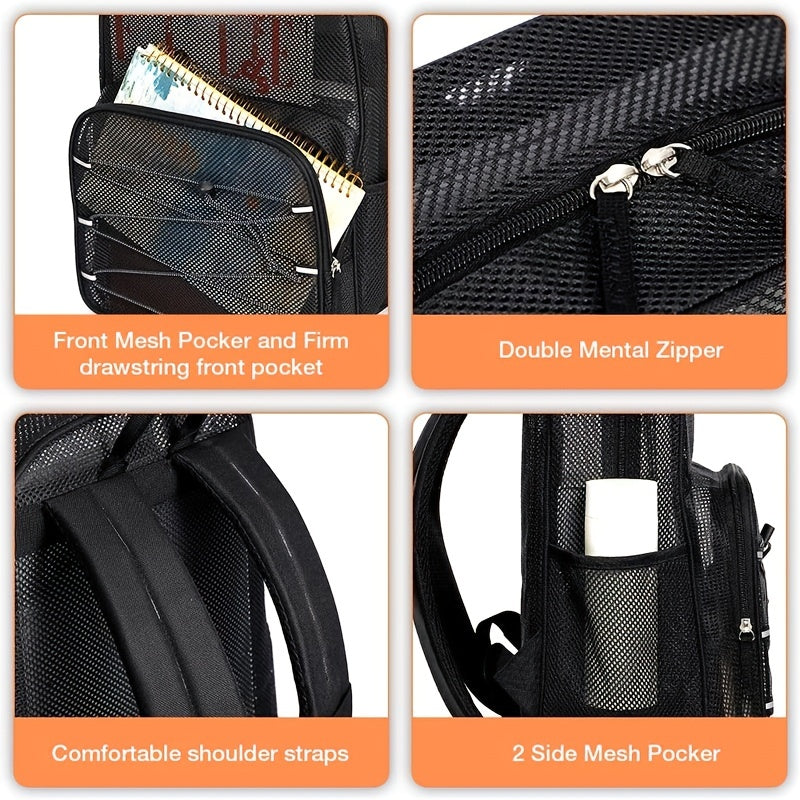 Transparent Mesh Backpack Lightweight Sports Gym Bag For Outdoor Travel