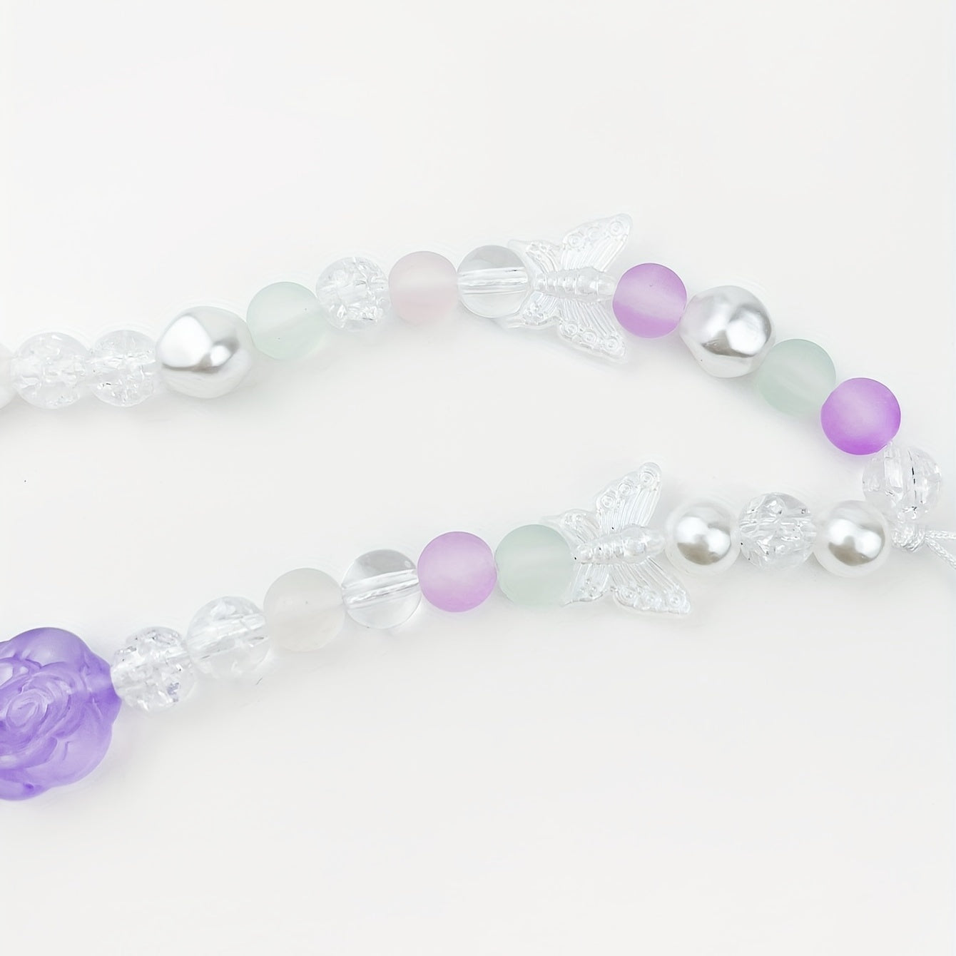 Rose Pearl Butterfly Phone Chain Jelly Keychain Anti-fall Rope