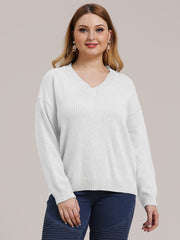 V Neck Knitwear Women's Long Sleeve Sweater