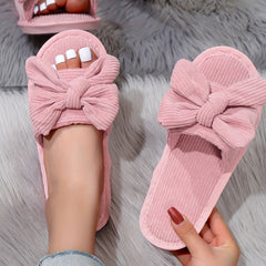 Women's Bowknot Decor Slippers Casual Solid Slip On Shoes