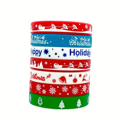 6pcs Christmas Pattern Wristband Silicone Bracelet Santa Claus Bracelet