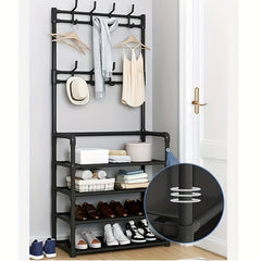 Entrance Coat Rack Foyer Shoe Rack with Storage Shelves