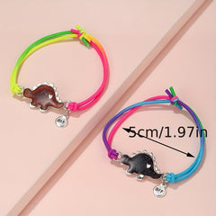 2pcs Cartoon Colorful BFF Elastic Bracelet Holiday Gift