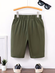 Boy's Cartoon Print Quick Dry Shorts Elastic Waist with Pockets
