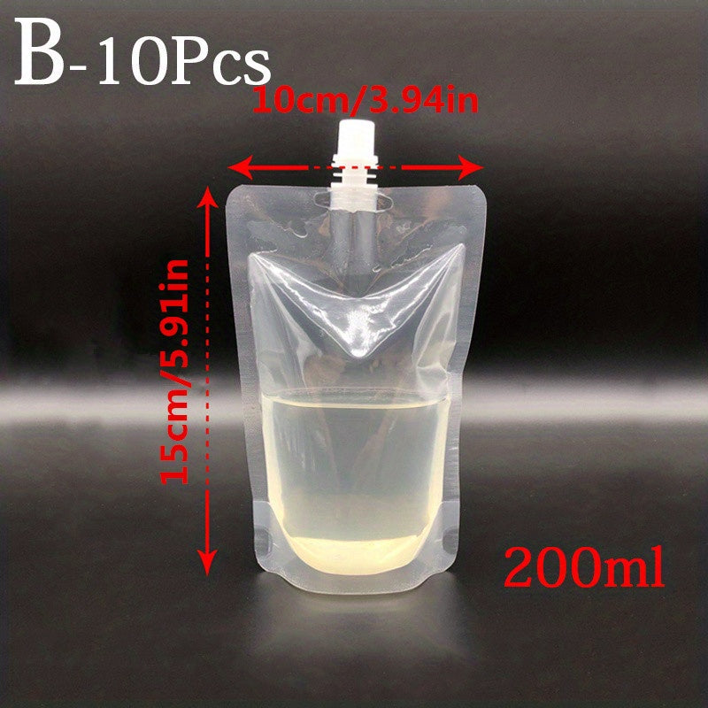 Plastic Stand Up Drink Bag Transparent Nozzle Bag Sealing Storage Bags