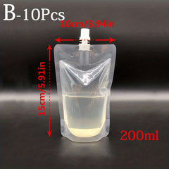Plastic Stand Up Drink Bag Transparent Nozzle Bag Sealing Storage Bags
