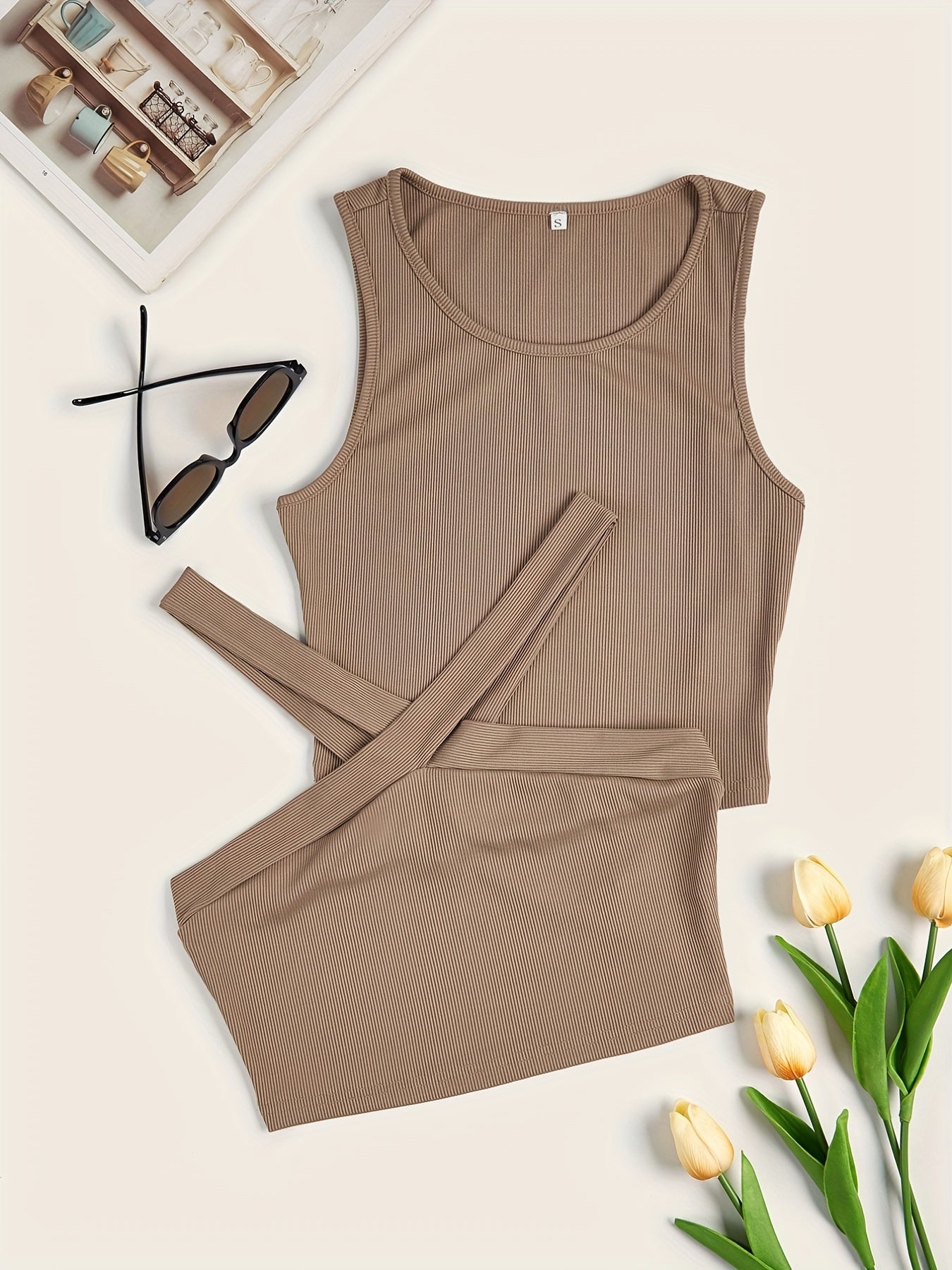 Ribbed Vest Top 2 Pack Sleeveless Summer Top