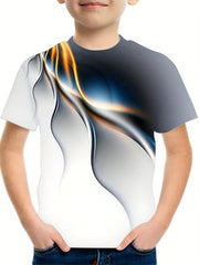 3D Flame Graphic T Shirt for Boys Breathable & Stretchy Summer Tee