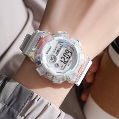 Unisex Sports Watch Glow Dark Date Alarm Durable Rubber Strap Multifunctional