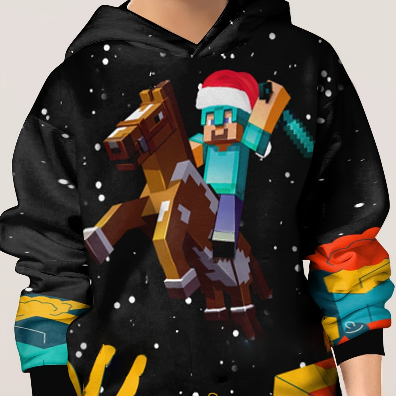 Christmas Cowboy Kid's Hoodie Unisex Pullover Long Sleeve Top