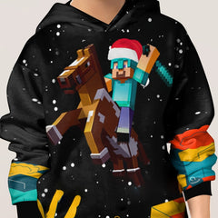 Christmas Cowboy Kid's Hoodie Unisex Pullover Long Sleeve Top