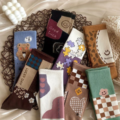 8 Pairs Cartoon Socks Women's Stockings