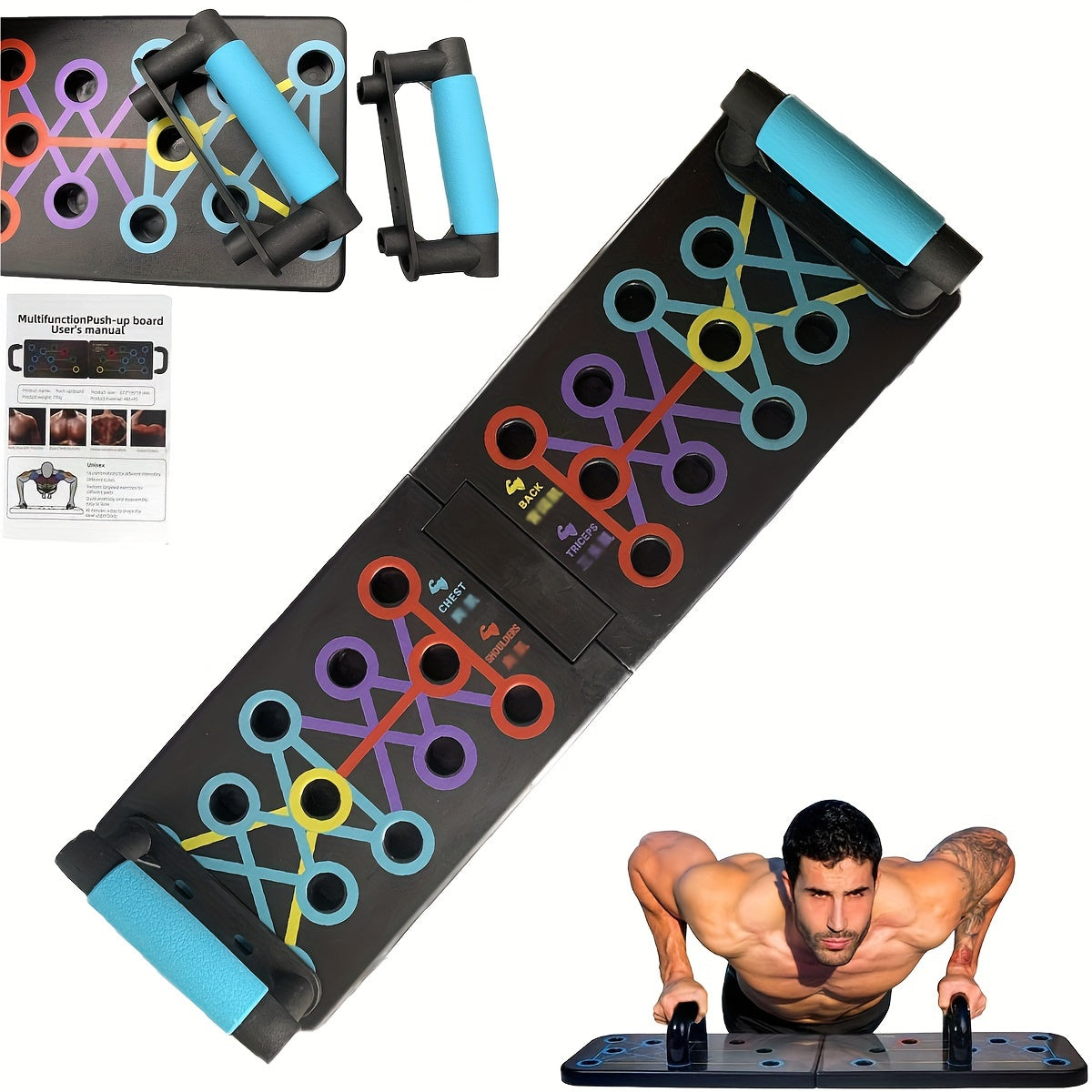 Colorful Foldable Push Up Board 20 in 1 for Strength Training Chest Tricep Back