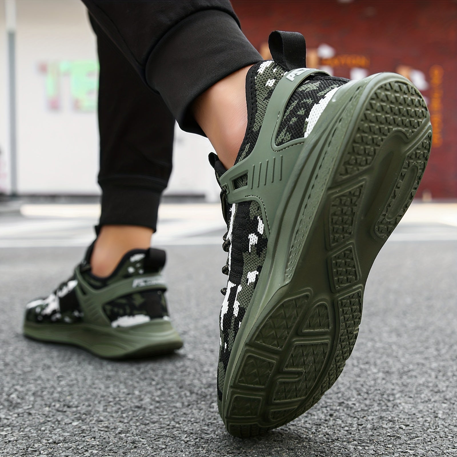 Men's Camo Knit Trail Running Shoes Soft Sole Sneakers