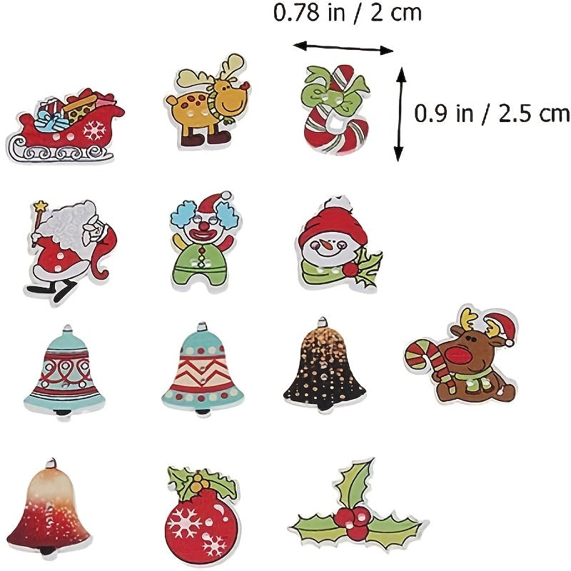 10pcs Santa Wooden Buttons Holiday Scrapbooking DIY Buttons