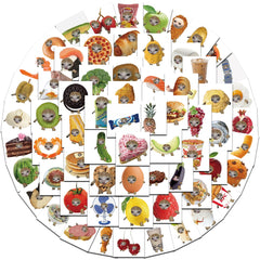 66 Funny Food Cat Waterproof Stickers for Various Surfaces