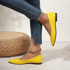 Women's Pointed Toe Flat Shoes Solid Patent Leather Soft Sole Office Work Flats