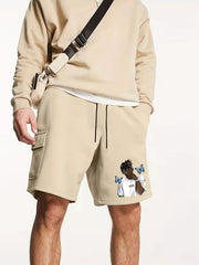 Hip Pop Man Rapper Print Men's Drawstring Cargo Short Pants