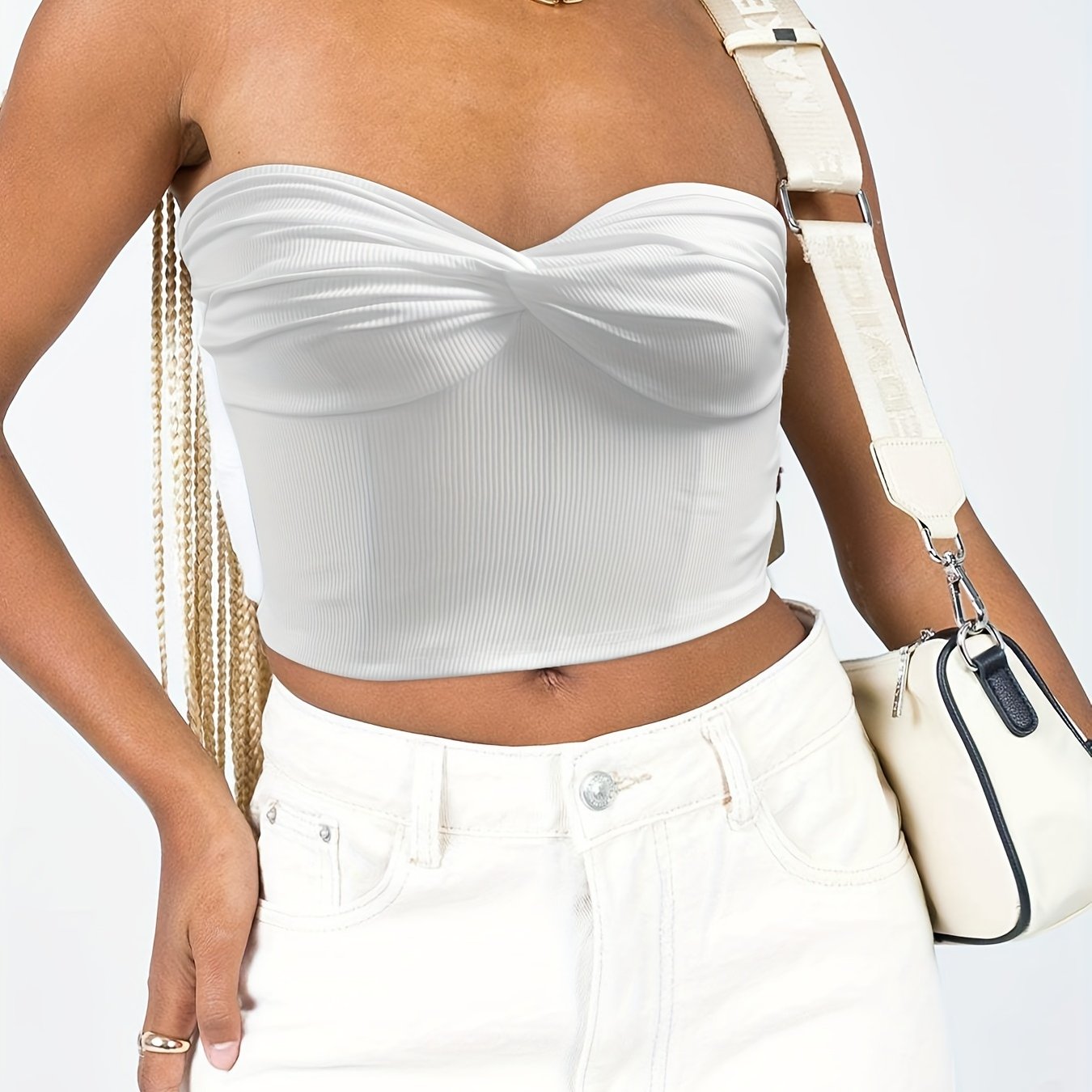 Twist Front Sweetheart Neck Tube Top Sexy Off Shoulder Solid Summer Tube Top