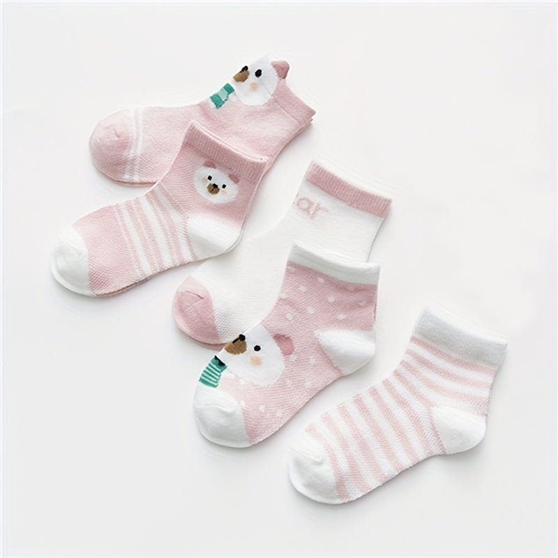 5 Pairs of Cute Bear Socks for Spring & Summer