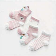 5 Pairs of Cute Bear Socks for Spring & Summer