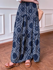 Boho Paisley Scarf Print Maxi Skirt High Waist Women's Clothing