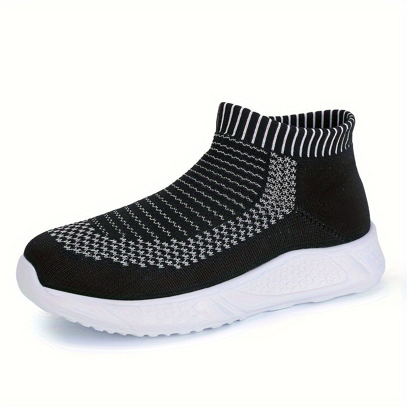 Boy's Woven Knit Breathable Sock Shoes Comfy Non Slip Soft Sole Sneakers