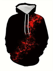 Red Flame Print Hoodie Men Graphic Hooded Pullover for Autumn Winter