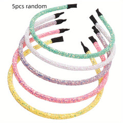5pcs Girls Sequin Headband Hair Accessories Holiday Gift
