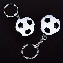 3D Soccer Ball PU Leather Keychain Cartoon Football Keyring Pendant
