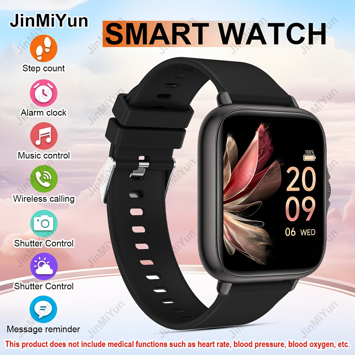 JinMiYun Full Touch Smartwatch, Wireless Calling, Sports Modes