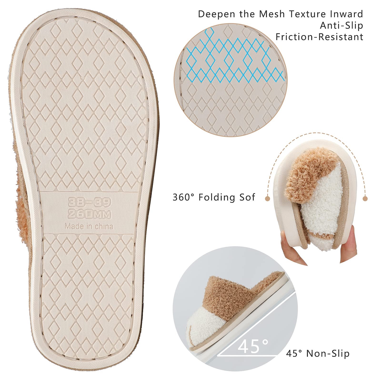 Colorblock Plush Slide Slippers for Indoor Bedroom