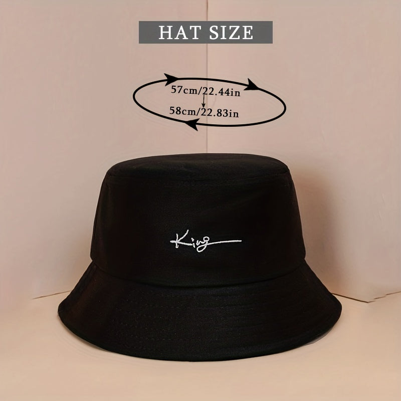 Solid King Embroidered Bucket Hat
