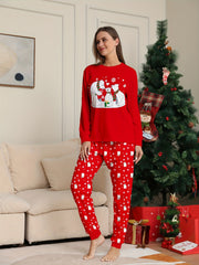 Bear Print Pajama Set Long Sleeve Crew Neck Top & Pants