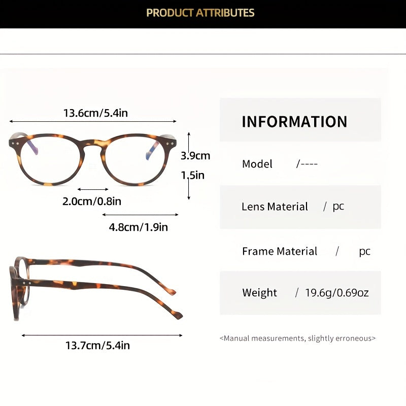 Men's Round Rivet Clear Reading Glasses Spring Leg Presbyopic Frame
