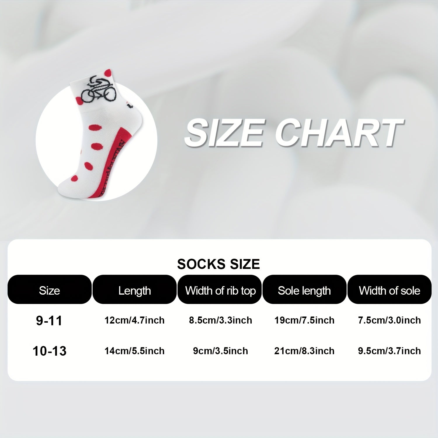 3 Pairs Diabetic Cycling Socks Breathable Knit Fabric