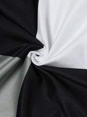 Colorblock Buttons Pajama Jumpsuit Long Sleeve V Neck Pajamas Women's Lingerie