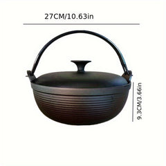 Cast Iron Hanging Pot High Temp Resistant Vintage Soup Pot With Iron Lid